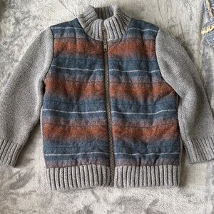 Cat & Jack Kids Gray and Orange Striped Zip-Up Jacket